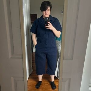 BIG BUD PRESS Blue Altered Short Sleeve Jumpsuit